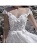 Cap Sleeves Ivory 3D Lace Tulle Gorgeous Wedding Dress